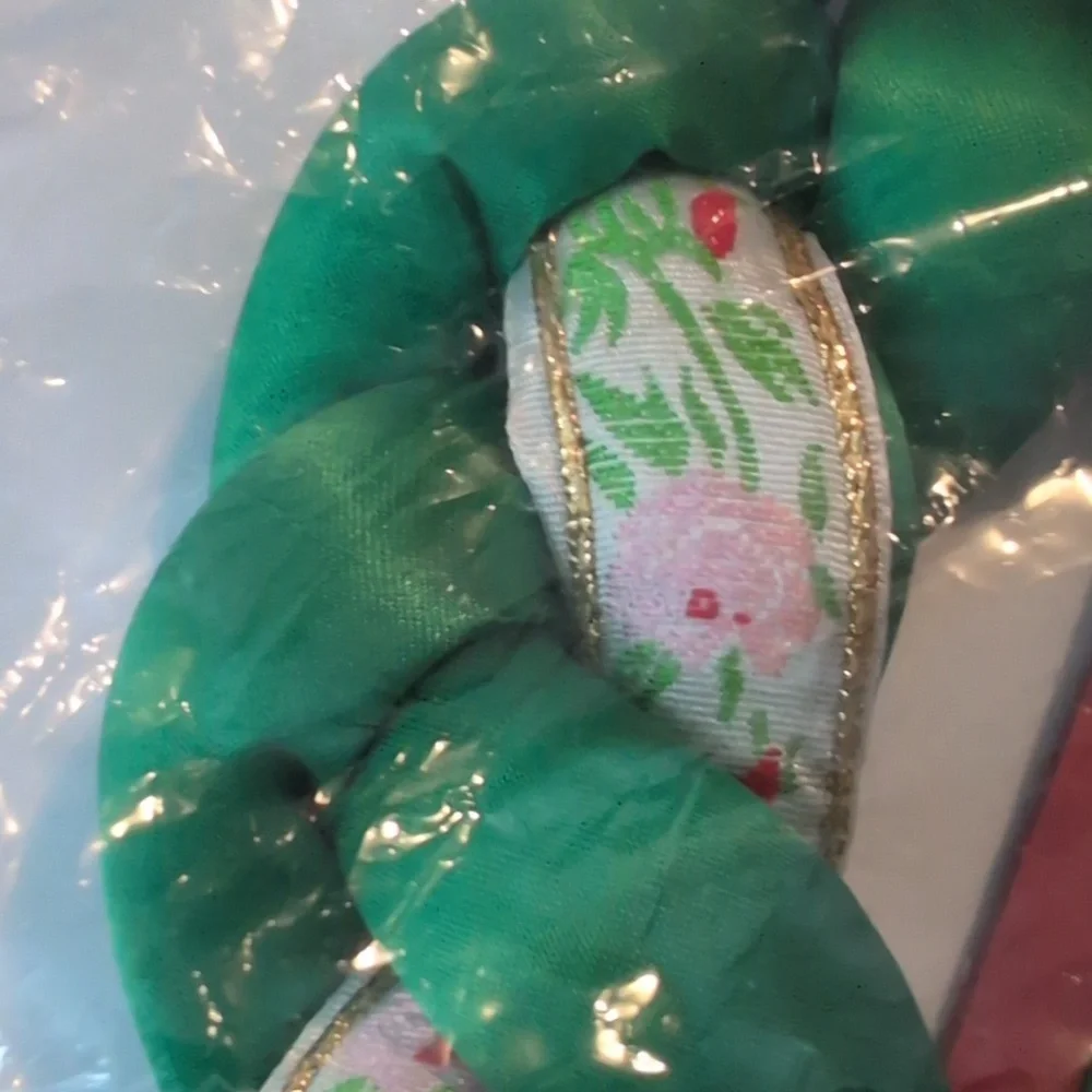 80s 90s Vintage Satin‎ Floral Braided Christmas Holiday Wreath Decor NIP